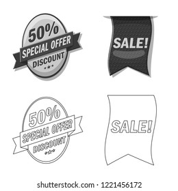 Vector illustration of emblem and badge logo. Set of emblem and sticker stock symbol for web.