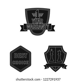 Vector illustration of emblem and badge logo. Set of emblem and sticker stock symbol for web.