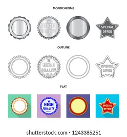 Vector illustration of emblem and badge logo. Set of emblem and sticker stock vector illustration.