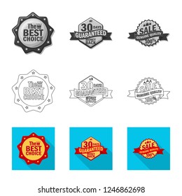 Vector illustration of emblem and badge logo. Set of emblem and sticker stock vector illustration.