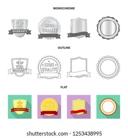 Vector illustration of emblem and badge logo. Set of emblem and sticker vector icon for stock.