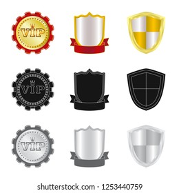 Vector illustration of emblem and badge logo. Collection of emblem and sticker stock symbol for web.