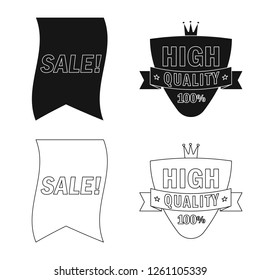 Vector illustration of emblem and badge logo. Set of emblem and sticker stock vector illustration.