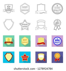 Vector illustration of emblem and badge logo. Collection of emblem and sticker vector icon for stock.