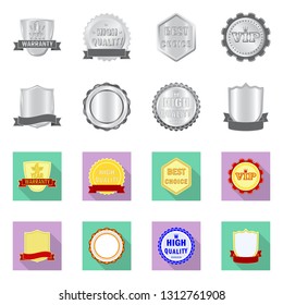 Vector illustration of emblem and badge logo. Set of emblem and sticker stock symbol for web.