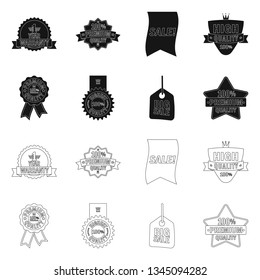 Vector illustration of emblem and badge logo. Set of emblem and sticker vector icon for stock.