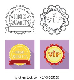 Vector illustration of emblem and badge logo. Set of emblem and sticker stock vector illustration.