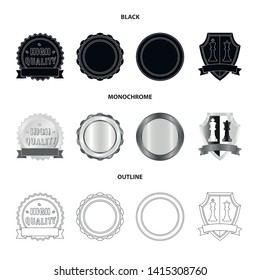 Vector illustration of emblem and badge logo. Collection of emblem and sticker stock vector illustration.