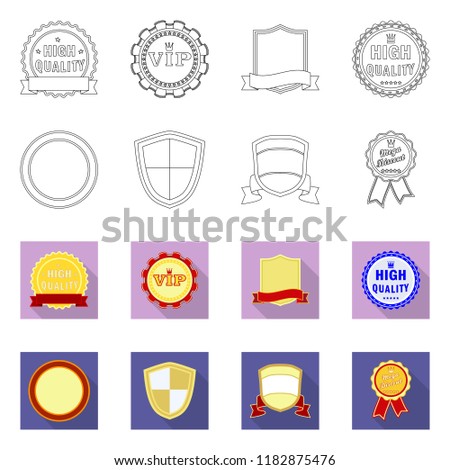 Vector illustration of emblem and badge logo. Set of emblem and sticker stock symbol for web.