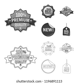 Vector illustration of emblem and badge sign. Collection of emblem and sticker stock symbol for web.