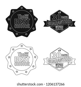 Vector illustration of emblem and badge sign. Set of emblem and sticker stock vector illustration.