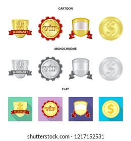 Vector illustration of emblem and badge sign. Collection of emblem and sticker vector icon for stock.