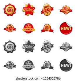 Vector illustration of emblem and badge sign. Collection of emblem and sticker stock symbol for web.