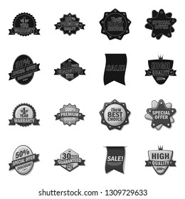 Vector illustration of emblem and badge sign. Collection of emblem and sticker stock symbol for web.