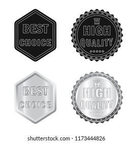 Vector illustration of emblem and badge symbol. Set of emblem and sticker vector icon for stock.