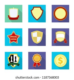 Vector illustration of emblem and badge symbol. Collection of emblem and sticker stock vector illustration.