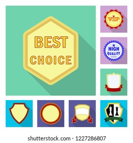 Vector illustration of emblem and badge symbol. Set of emblem and sticker stock vector illustration.