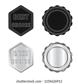 Vector illustration of emblem and badge symbol. Set of emblem and sticker vector icon for stock.