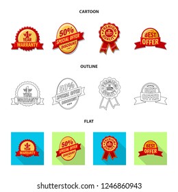 Vector illustration of emblem and badge symbol. Set of emblem and sticker vector icon for stock.