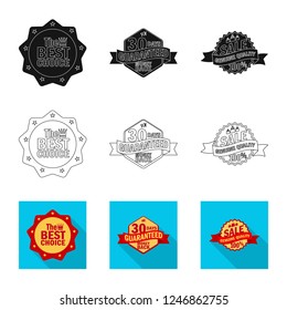 Vector illustration of emblem and badge symbol. Set of emblem and sticker vector icon for stock.
