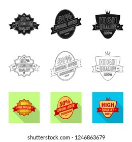 Vector illustration of emblem and badge symbol. Set of emblem and sticker stock vector illustration.
