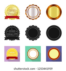 Vector illustration of emblem and badge symbol. Collection of emblem and sticker vector icon for stock.