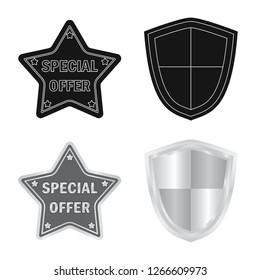 Vector illustration of emblem and badge symbol. Collection of emblem and sticker vector icon for stock.