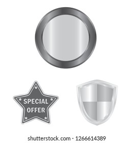 Vector illustration of emblem and badge symbol. Collection of emblem and sticker vector icon for stock.
