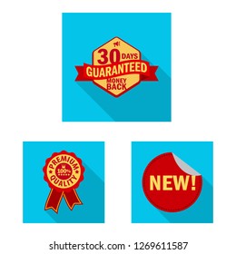 Vector illustration of emblem and badge symbol. Set of emblem and sticker vector icon for stock.