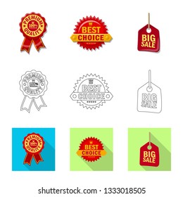 Vector illustration of emblem and badge symbol. Set of emblem and sticker vector icon for stock.