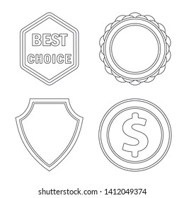 Vector illustration of emblem and badge symbol. Collection of emblem and sticker vector icon for stock.