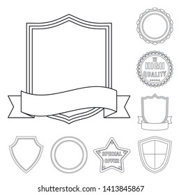 Vector illustration of emblem and badge symbol. Collection of emblem and sticker stock symbol for web.