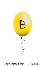 Vector illustration emblem of bitcoin on a balloon. 