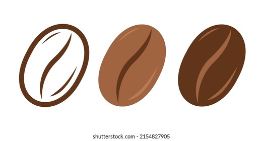 Vector illustration of emblem for coffee shop. Vector icon of coffee beans on isolated bacground. Set icons of coffee bean.