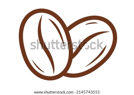 Vector illustration of emblem for coffee shop. Vector icon of coffee beans on isolated bacground. Logo for cafe.