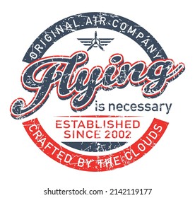 Vektorgrafik des Emblems mit Elementen, die auf die Luftfahrt hinweisen. Kunst für Drucke, Plakate usw.