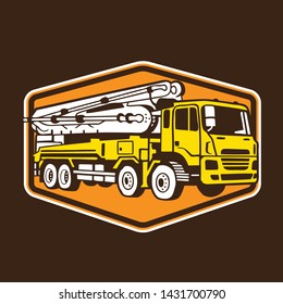 Vector Illustration Emblem Logo of Concrete Pump Truck