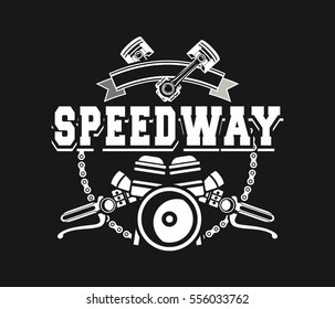 vector illustration emblem Racing, a motorcycle on a black background