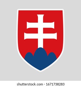 Vector illustration of emblem of Slovakia. Slovak emblem isolated on light gray background.