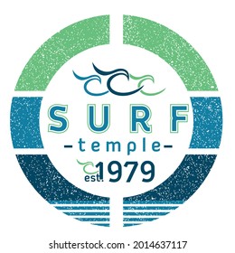 Vector illustration of emblem with stripes and waves in graphic style.