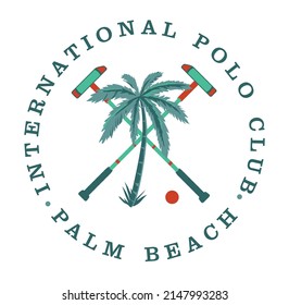 Vector illustration of emblem with text and elements alluding to the practice of polo sport.