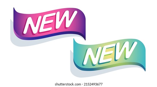 Vector illustration of emblem with text of new. Vector banner for new product. New banners.