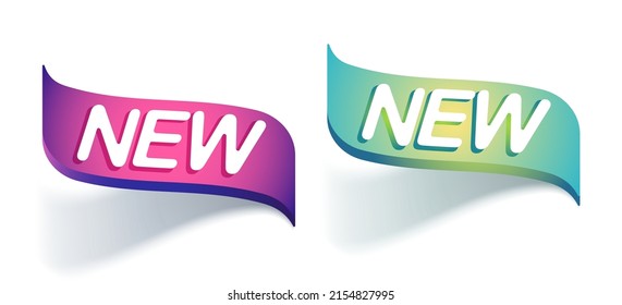 Vector illustration of emblem with text of new. Vector banner for new product. New banners.