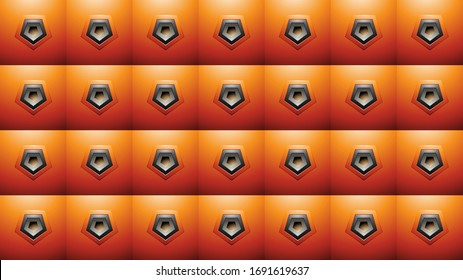 Vektorgrafik von Embossed Pentagon-Formen auf orangefarbenem Hintergrund