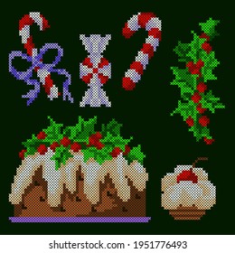 Vector Illustration Embroidery Christmas Sweets