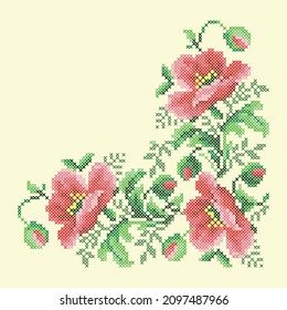 vector illustration embroidery floral border