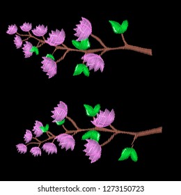 
vector illustration, embroidery, flowers