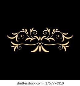 Vector illustration Embroidery gold pattern for printing on fabric and paper
