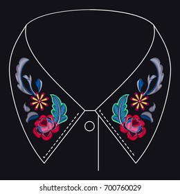 Vector Illustration of Embroidery Pattern for Design, Background. 
Floral Ornament for Textile. Fancywork Texture Template