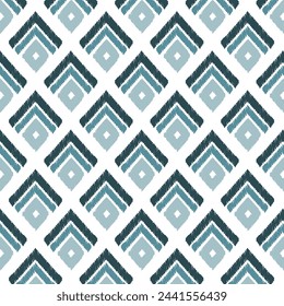 Vector illustration. embroidery style. Art print of Ikat Seamless Pattern Design for background, carpet, wallpaper, clothing, wrapping, Batik, fabric.